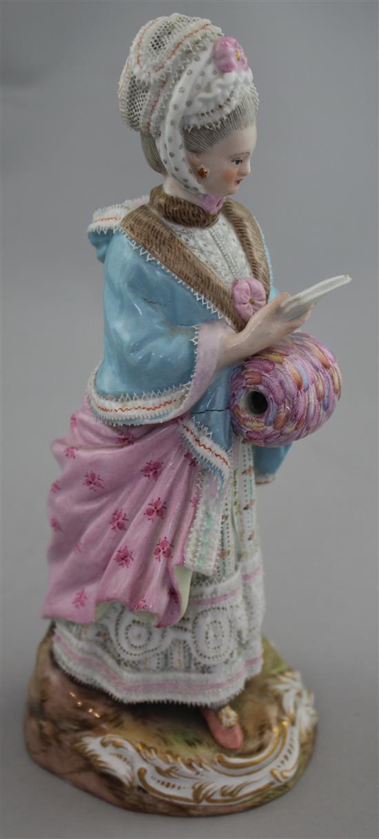 A Meissen figure of a lady, late 19th century, 20.5cm